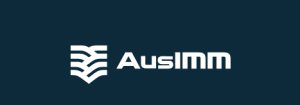 Logotipo da AusIMM sobre um fundo azul escuro