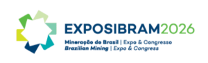 Logotipo de EXPOSIBRAM 2026 con un emblema colorido en forma de estrella y el texto «Mineração do Brasil | Expo &amp; Congresso».